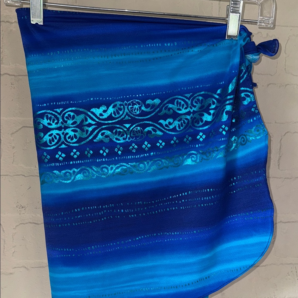 LP Swim by Maxine 2x Blue Patterned Women's Swim Sarong cover up
